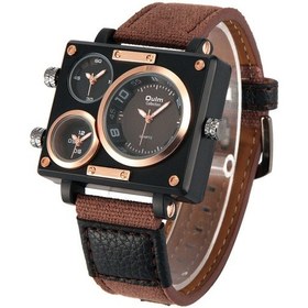 Resim Oulm Erkek İş Saati Lüks Kanvas Kordon Kuvars Saat Üç Zaman Dilimi Spor Kol Saati Çok Renkli 