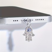 Resim Metal Hamsa El Toz Pluğu, Cep Telefonu Port Koruyucu, Dekoratif Mücevher, Elektrik Gerektirmez, Tüysüz, Evrensel Uygun 