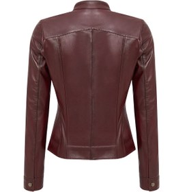 Resim Marlyn Kadın Bordo Deri Ceket - Bordo / 