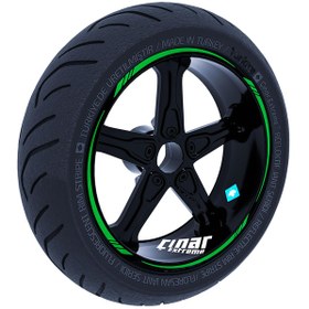 Resim Orman Yeşili 4 Parçalı Keskin Jant Şeridi Sticker Çınar Extreme 