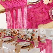 Resim 1 adet, Pembe Peynir Bezli Masa Koşucusu, Boho Uzun Gaze Romantik Masa Koşucusu Düğün Resepsiyonu, Gelin Duşu, Tatil, Şükran Günü, Cadılar Bayramı, Doğum Günü Partisi, Masa Aksesuarları 