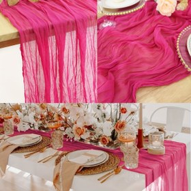 Resim 1 adet, Pembe Peynir Bezli Masa Koşucusu, Boho Uzun Gaze Romantik Masa Koşucusu Düğün Resepsiyonu, Gelin Duşu, Tatil, Şükran Günü, Cadılar Bayramı, Doğum Günü Partisi, Masa Aksesuarları 