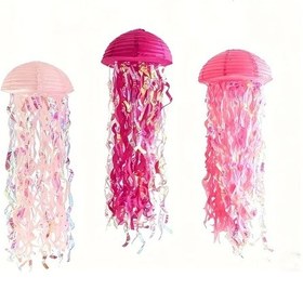 Resim Willowhaven 3 Adet Pembe Denizanası Kağıt Fener Deniz Partisi Yatak Odası Dekor Pembe 