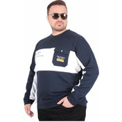 Resim Starbattal Büyük Beden Bisiklet Yaka Cepli Sweat Double Face Pike 25702 Lacıvert Lacivert 