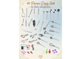 Resim 41 Parça Çeyiz Seti, Pratik Mutfak Gereçleri, Servis Grubu, Maşa Seti (Paslanmaz Set) 