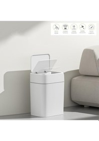 Resim 18 Litre Sensörlü Otomatik Çöp Kovası Ofis Mutfak Banyo Balkon Çöp Kovası Beyaz 
