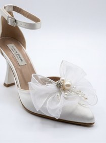 Resim akerler Kadın Beyaz İncili Fiyonk Nikah Gelinlik Ayakkabısı aky61 