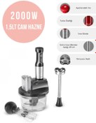 Resim Karaca PRO 2000W Turbo fonksiyon CAM Hazne Çift Paslanmaz Çelik bıçak Buz Kırma Doğrayıcı Mutfak Robotu 