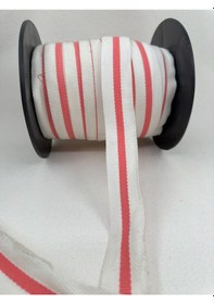 Resim 3 Cm Çizgili Grogren Şerit- Beyaz-pembe 