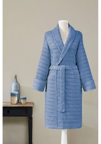 Resim Sadem Organik Linden Şal Yaka Bornoz Mavi 