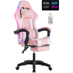 Resim Fashcolle Pink Star Işıklı - Masaj Özellikli Oyuncu Koltuğu Pembe-Beyaz 