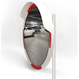 Resim Trafik Güvenlik Aynası 60 cm Kırmızı-Beyaz ve 2.5 m Galvaniz Flan 