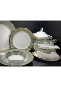 Resim Thun Constance 77 Parça Altın Yaldızlı Porselen Yemek Takımı 