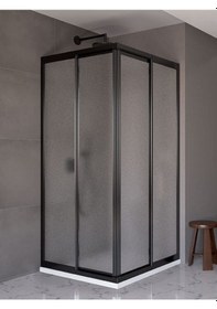 Resim Teknesiz Kare Duşakabin Siyah Profil Plastik Cam H180CM Siyah 