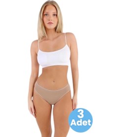 Resim Tezzgelsin Kadın Pamuklu Penye Süprem Kumaş Bikini Külot Kadın Bikini Külot 3 Adet Ten Rengi 