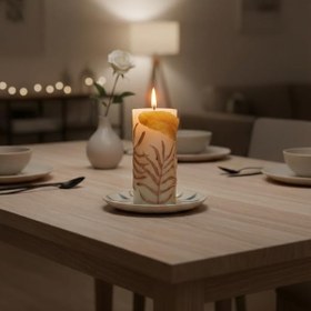 Resim Zensori Tüy Kabartmalı Silindir Mum (Orta) 