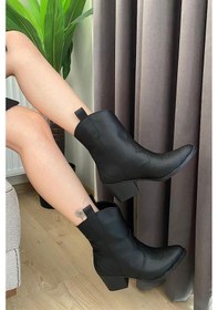 Resim Kadın Kısa Topuklu Kovboy Bot Siyah 