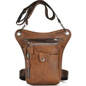 Resim Mufunye Sınır Ötesi Dış Ticaret Yeni Trend Erkek Bacak Çantası Açık Spor Pu Bel Çantası Kore Versiyonu Retro Bisiklet Çantası Toptan Açık Kahverengi Çok Renkli 