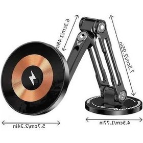 Resim Fastbuy Dream011 Siyah 360 Derece Dönebilen Araba Cep Telefonu, Manyetik Kablosuz Şarj, Metal Navigasyon Standı, Katlanabilir 