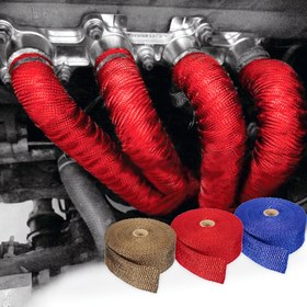 Resim 1 adet Egzoz Başlığı için Isı Bandı, 5m*5cm, Evrensel Termal Yalıtım Rulosu Motosiklet ve Araba Muffler için, Dirençli Boru Manifolü, Cam Elyaf, Titanyum Mavi/Siyah/Kırmızı 