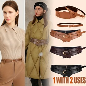 Resim CKIRUV Kadınlar için Çok Yönlü Suni Deri Kemer - Şık Bel Sıkıştırıcısı Çift Kullanım Özelliği ile, Etekler, Ceketler ve Kazaklar Gibi Rahat Kıyafetler için Mükemmel, Alaşım Tokalı Vintage Bohem Dizaynı, Günlük Kemer | Bohem Tarzı Kemer | Alaşım Tokalı Kemer 