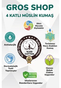 Resim Gros Shop Müslin Yeni Doğan 4katlı Organik %100pamuk Kişiye Özgü Nakışlı Hastane Çıkış Seti Güllü Model-5 Ekru-3 