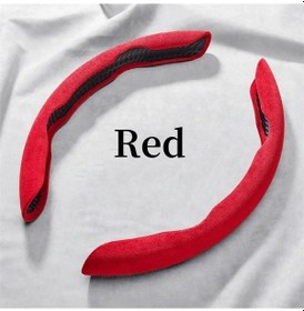 Resim Süet Evrensel 38cm Araba Direksiyon Güçlendirici Kapak Kaymaz Oto İç Red 