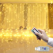 Resim 8 Fonksiyonlu Uzaktan Kumandalı USB ile Çalışan İç/Dış Mekan LED Perde Işıkları 3x3m, Noel, Cadılar Bayramı, Şükran Günü, Yılbaşı, Sevgililer Günü, Nişan ve Düğün Partisi için Mükemmel Peri Masalı Dekorasyonu 