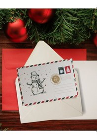 Resim Yılbaşı Kardan Adam Kartpostal Ve Zarf Seti, Yeniyıl, Noel, Tebri 