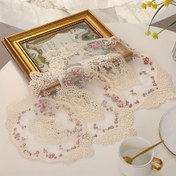 Resim 6 adet Vintage Fransız Tarzı Nakışlı Dantel Placemats ve Altıçlar - Zarif Çiçek Deseni, Ev, Mutfak, Düğün Dekoru için Hollow Vase Tasarımı 
