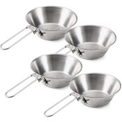 Resim Neevoyu 4 Adet Çelik Konik Kase - 260ml, Çekilebilir Kolu İle Ev Ve Dış Mekan İçin Çok Renkli 