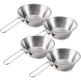 Resim Neevoyu 4 Adet Çelik Konik Kase - 260ml, Çekilebilir Kolu İle Ev Ve Dış Mekan İçin Çok Renkli 