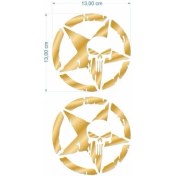 Resim Army Yıldız Kuru Kafa 13 x 13 cm Gold Sticker 2 Li 
