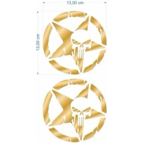 Resim Army Yıldız Kuru Kafa 13 x 13 cm Gold Sticker 2 Li 