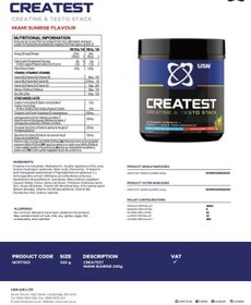 Resim USN Createst Booster Creatine Monohidrat + Daa Aspartic acid 270g 