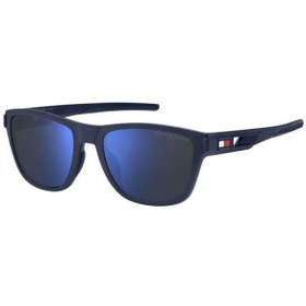 Resim Tommy Hilfiger Erkek Lacivert-Mavi Organik Aynalı (UV) Cam Selüloz Asetat (Selüloid) Kapalı Çerçeve Dikdörtgen Gün 