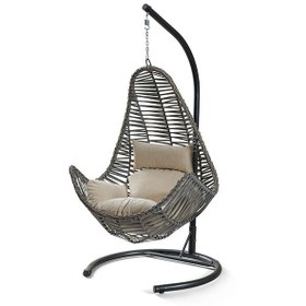 Resim Zen Modern Salıncak - Gri Rattan / Krem Kumaş 