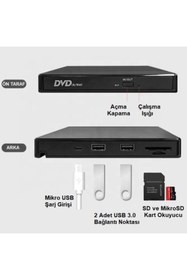 Resim KENLY Harici DVD-RW USB 3.0 CD DVD Yazıcı | SD TF Kart Okuyucu & USB Hub Çok Fonksiyonlu 