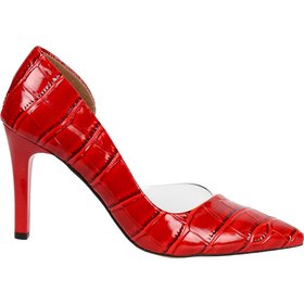 Resim OZ DOROTHY Kadın Kırmızı Kroko Şeffaf Detaylı Topuklu Stiletto 
