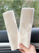 Resim merdümek 2 adet teddy yumuşak emniyet kemeri aksesuarı - emniyet kemeri kılıfı - omuz koruyucu 