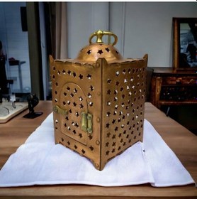 Resim Köşeli Yıldız Kesimli Roze Bakır Fener No:1 