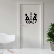 Resim Düşünme Odası -Kadın ve Erkek Silüetli Espirili Wc Dekoratif Kapı Özel Yeni Sticker, Çıkartma 