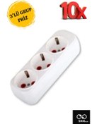Resim Snrelk 10 Adet 3'lü Klemensli Kablosuz Grup Priz 