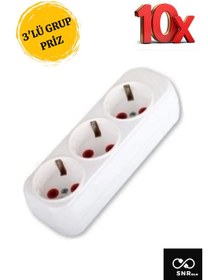 Resim Snrelk 10 Adet 3'lü Klemensli Kablosuz Grup Priz 