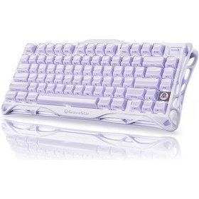 Resim Gravastar Mercury K1 Rgb Kablosuz Mekanik Gaming Klavye, İngilizce Q, Lavender Purple 