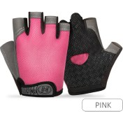 Resim Liangduo Shop Pembe Tarzı M Boyutu Erkekler Kadınlar Için Yarım Parmak Bisiklet Eldiveni Kaymaz Ter Eldiven Nefes Anti-Şok Spor Vücut Geliştirme Bisiklet Bisiklet Eldiven (Yurt Dışından) 