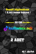 Resim 61 AVM Kişiye Özel Tiktok Logolu Kullanıcı Adı Sticker Folyo - 2 Adet 20 Cm - Hologram - 
