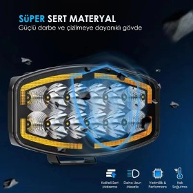 Resim 10'' Beyaz Turuncu LED Spot Projektör + Drl Tır Kamyon Off Road 12-24VOLT 1 Adet 
