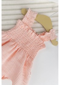 Resim Babymod Müslin %100 Pamuk Kız Bebek Askılı Yazlık Elbise Somon 