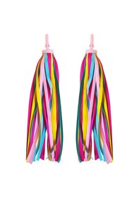 Resim 2 Adet Çocuk Gökkuşağı Bisiklet Flamalar Kız Erkek Çocuk Püskül Scooter Şeritler Bisiklet Gidon Flamalar Şeritler 